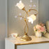 Modern Art Deco Floral Iron Glass 2-Light Table Lamp For Living Room