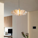 Contemporary Creative Checkered Acrylic Petal Shade Carbon Steel LED Pendant Light For Living Room