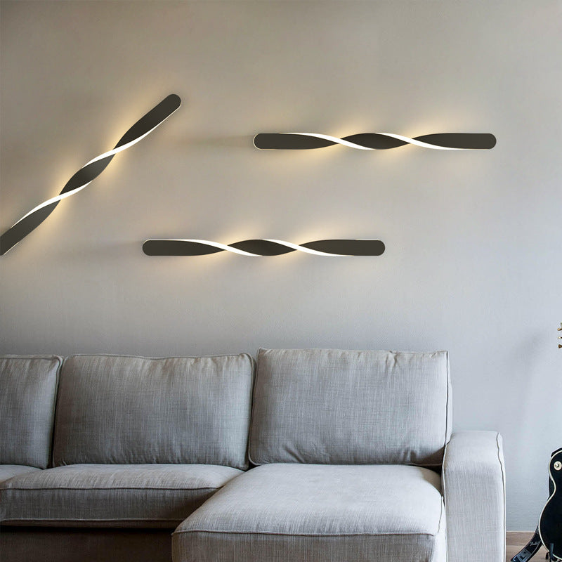 Modern Minimalist Spiral Long Aluminum Silicone LED Wall Sconce Lamp For Living Room