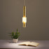 Contemporary Luxury Copper Long Strip Marble Shade LED Pendant Light For Living Room