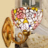 Traditional Tiffany Cup Iron Stained Glass 1-Light Wall Sconce Lamp For Living Room