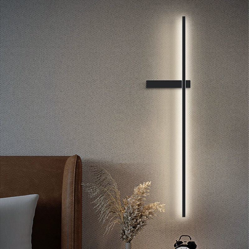 Modern Minimalist Straight Line Silicone Copper LED Wall Sconce Lamp For Living Room