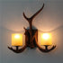 Traditional Vintage Resin Antler Glass 1/2 Light Wall Sconce Lamp For Hallway