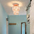 Contemporary Luxury Stainless Steel Frame Double Crystal Rings 1-Light Semi-Flush Mount Ceiling Light For Living Room