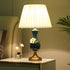 Traditional Chinese Pleated Fabric Shade Ceramic Vase Base 1-Light Table Lamp For Study