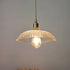 Modern Minimalist Round Striped Glass Brass 1-Light Pendant Light For Living Room