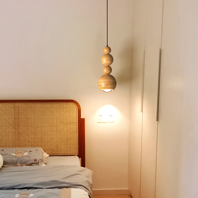 Traditional Japanese Gourd Iron Aluminum LED Pendant Light For Bedroom