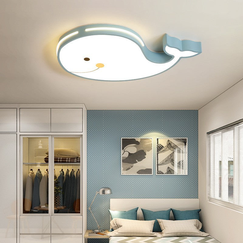 Contemporary Creative Cartoon Whale Acrylic LED Kids Flush Mount Ceiling Light For Bedroom