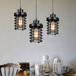 Contemporary Industrial Openwork Cylinder Iron 1-Light Pendant Light For Living Room