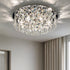 Contemporary Luxury Dazzling Prismatic Crystal Strings Stainless Steel Round Frame 2/6/8-Light Flush Mount Ceiling Light For Living Room