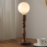 Traditional Vintage Cylinder Orb Wood 1-Light Table Lamp For Bedroom