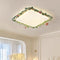 Contemporary Creative Round Square Rose Leaf Iron Rubberwood Acrylic Ceramic LED Flush Mount Ceiling Light For Bedroom