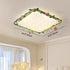 Contemporary Creative Round Square Rose Leaf Iron Rubberwood Acrylic Ceramic LED Flush Mount Ceiling Light For Bedroom