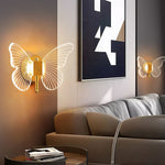 Contemporary Creative Butterfly Acrylic Iron LED Wall Sconce Lamp For Bedroom