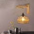 Traditional Vintage Half Round Wood Iron Hemp Rope 1-Light Wall Sconce Lamp For Bedroom