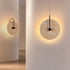 Modern Minimalist Round Iron Yellow Travertine 1-Light Wall Sconce Lamp For Living Room