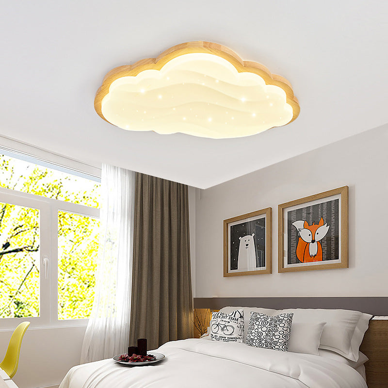 Contemporary Creative Cream Clouds Acrylic Starry Hanging LED Flush Mount Ceiling Light For Bedroom