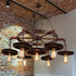 Traditional Vintage Iron Round Frame Gear Design 7-Light Chandelier For Living Room