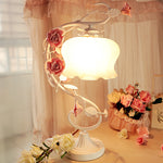 Contemporary Creative Rose Ceramic Iron Glass 1-Light Table Lamp For Bedroom