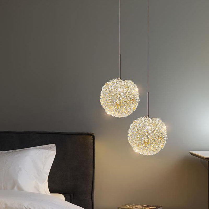 Contemporary Luxury Crystal Lychee Shade Hardware 1-Light Pendant Light For Living Room