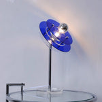 Modern Mid-Century Round Flying Saucer Iron Acrylic 1-Light Table Lamp For Bedroom