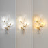 Contemporary Creative Ginkgo Leaf Iron Plastic Porcelain 2/3 Light Wall Sconce Lamp For Living Room