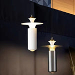 Contemporary Nordic Liftable Cylinder Aluminum Crystal Glass Lens LED Pendant Light For Living Room