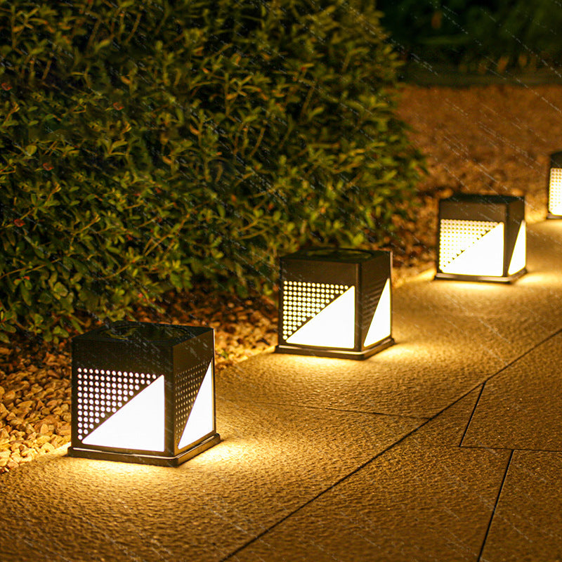 Modern Minimalist Solar Waterproof Square ABS PC LED Ground Plug Outdoor Light For Garden