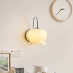 Modern Minimalist Cream Bell Orchid Flower Bow Iron Glass 1-Light Wall Sconce Lamp For Bedroom