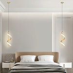 Modern Minimalist Cylinder Spiral Iron Silicone LED Pendant Light For Bedroom