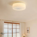 Contemporary Simplicity Cylindrical Engraved Glass LED Flush Mount Ceiling Light For Living Room