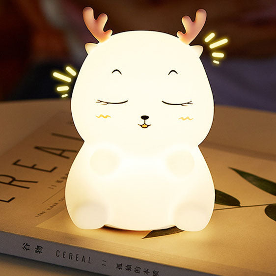 Contemporary Creative Silicone Elk Remote Control LED USB Night Light Table Lamp For Bedroom