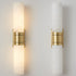 Traditional Chinese Full Copper Marble Cylinder Shade 2-Light Wall Sconce Lamp For Living Room
