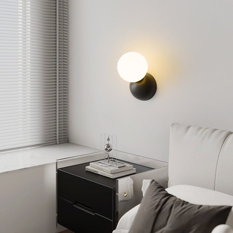 Modern Minimalist Orb All Copper Glass 1-Light Wall Sconce Lamp For Bedroom