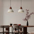 Contemporary Vintage Dome Brass Wood Ceramic 1-Light Pendant Light For Living Room