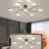 Modern Mid-century Iron Frame Glass Bubble LED Chandelier For Living Room