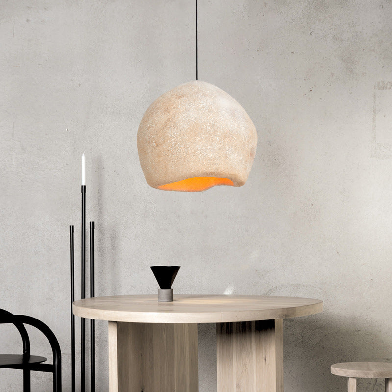 Traditional Japanese Irregular Imitation Stone 1-Light Pendant Light For Living Room