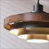 Modern Minimalist Multiple Layers Round Hardware Solid Wood 1-Light Pendant Light For Living Room