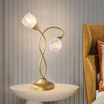 Modern Art Deco Floral Iron Glass 2-Light Table Lamp For Living Room