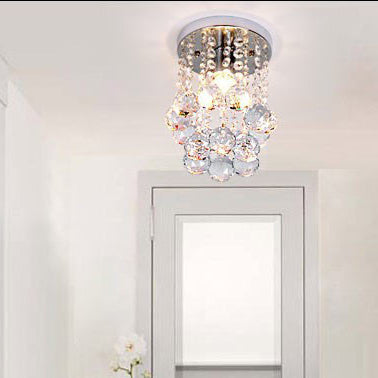 Contemporary Luxury Hardware Dazzling Crystal Strings 1-Light Flush Mount Ceiling Light For Hallway