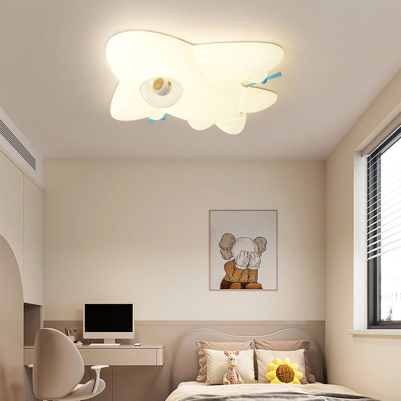 Contemporary Creative PE Cartoon Aircraft LED Kids Flush Mount Ceiling Light For Living Room