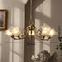 Traditional French Brass Carved Lamp Arm Alabaster Flower Glass 3/5-Light Chandelier For Living Room