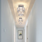 Contemporary Luxury Stainless Steel Frame Double Crystal Rings 1-Light Semi-Flush Mount Ceiling Light For Living Room