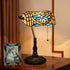 Traditional Tiffany Half Cylinder Zinc Alloy Stained Glass 1-Light Table Lamp For Bedroom