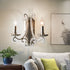 Traditional Rustic Iron Candelabra Crystal Decor 1/2-Light Wall Sconce Lamp For Living Room