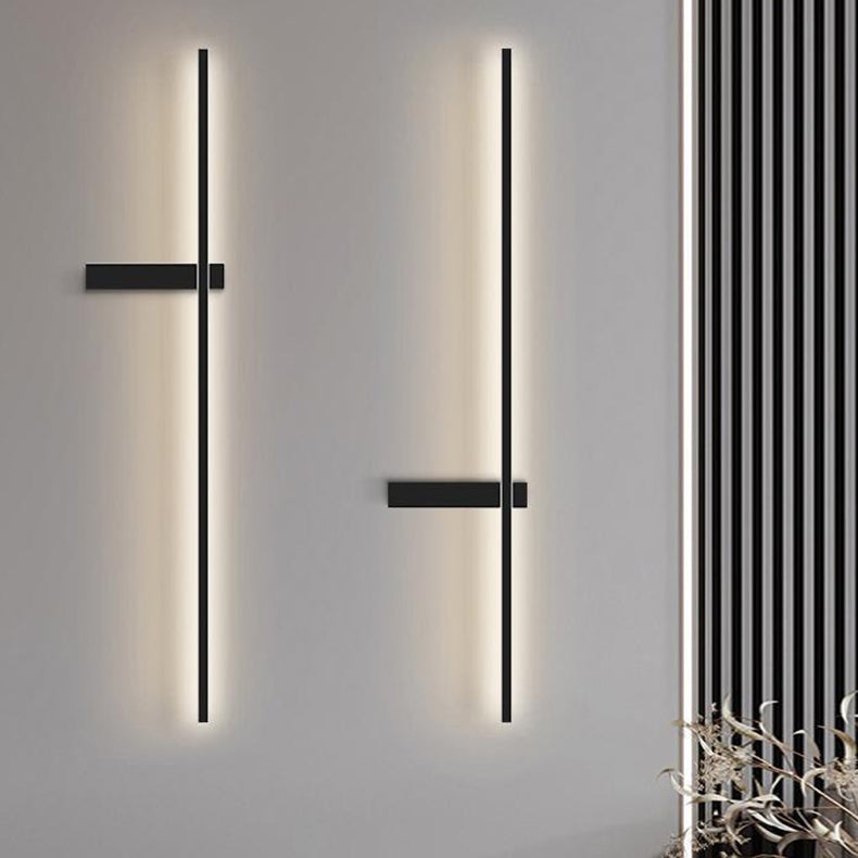 Modern Minimalist Straight Line Silicone Copper LED Wall Sconce Lamp For Living Room