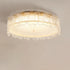 Modern Minimalist Cream Round Leaf Hardware Glass LED Flush Mount Ceiling Light For Living Room