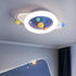 Modern Minimalist Children Round Planet Iron Resin Acrylic LED Flush Mount Ceiling Light For Bedroom