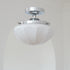 Contemporary Scandinavian Cream Round Iron Glass 1-Light Semi-Flush Mount Ceiling Light For Living Room