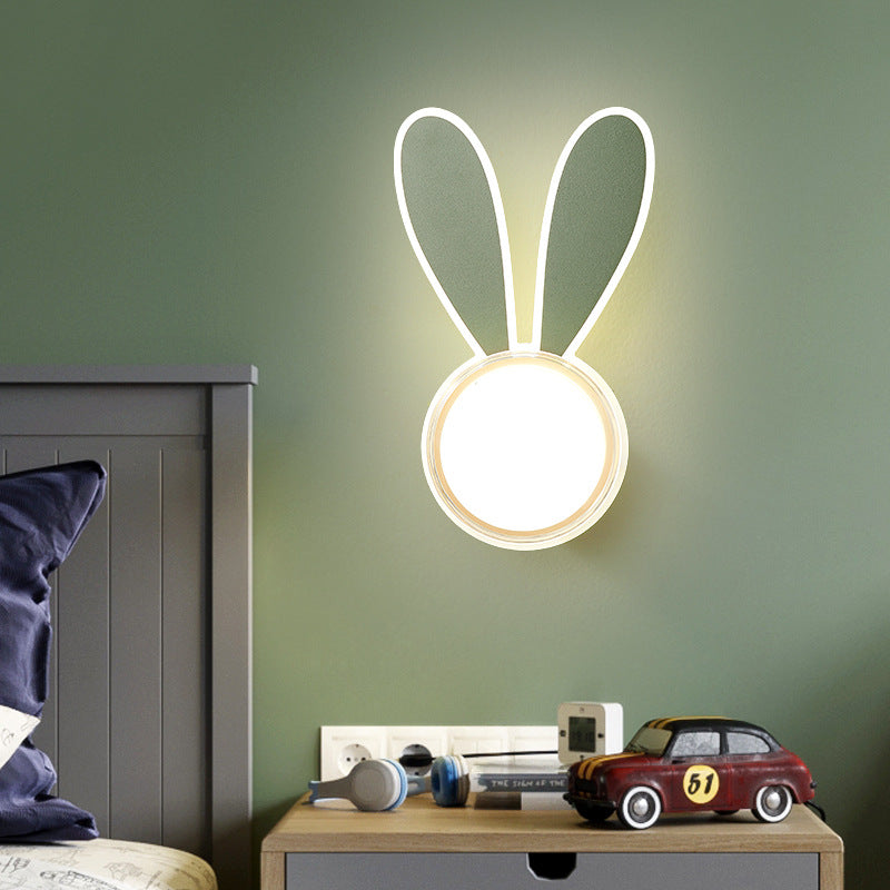 Contemporary Creative Rabbit Round Acrylic LED Wall Sconce Lamp For Bedroom